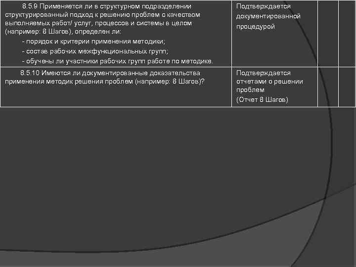  8. 5. 9 Применяется ли в структурном подразделении структурированный подход к решению проблем