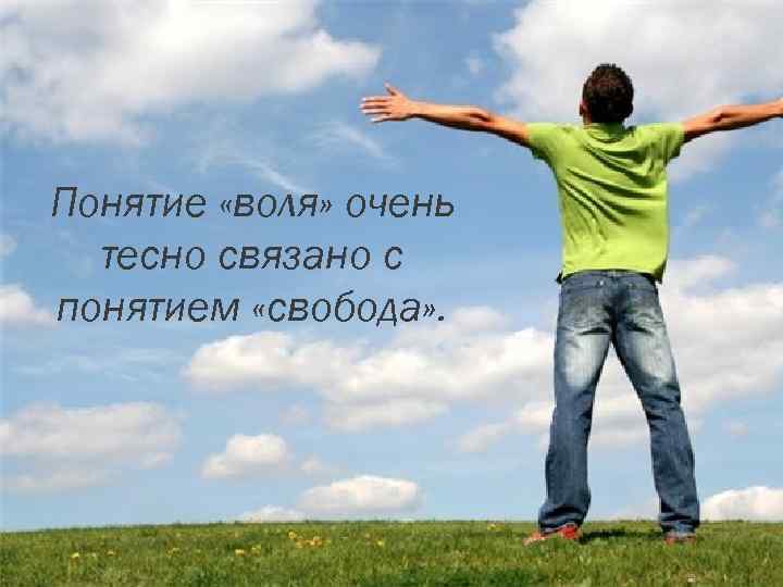 Понятие «воля» очень тесно связано с понятием «свобода» . 