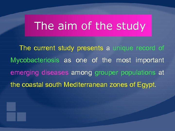 The aim of the study The current study presents a unique record of Mycobacteriosis