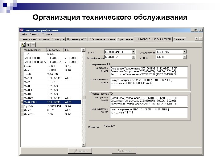 Организация технического обслуживания 