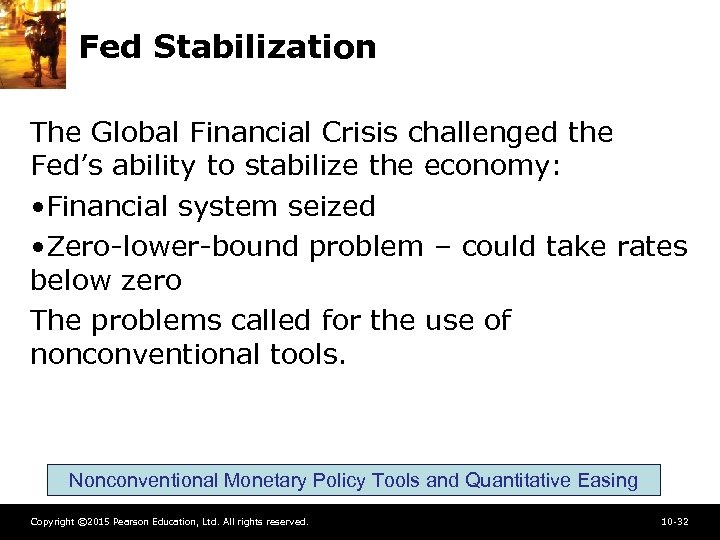 Fed Stabilization The Global Financial Crisis challenged the Fed’s ability to stabilize the economy: