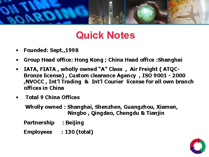 Quick Notes • Founded: Sept. , 1998 • Group Head office: Hong Kong ;