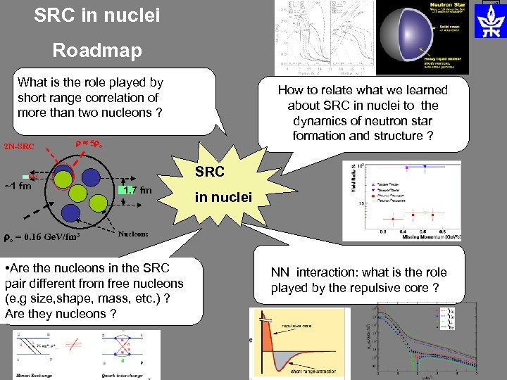 SRC in nuclei Roadmap What is the role played by short range correlation of