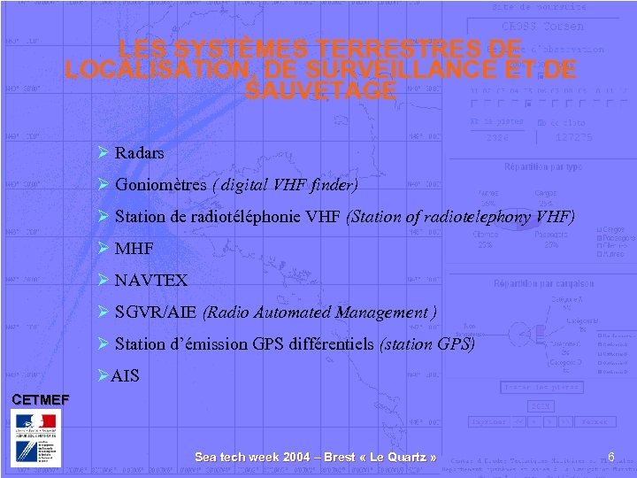 LES SYSTÈMES TERRESTRES DE LOCALISATION, DE SURVEILLANCE ET DE SAUVETAGE Ø Radars Ø Goniomètres
