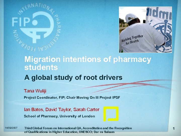 Migration intentions of pharmacy students A global study of root drivers Tana Wuliji Project
