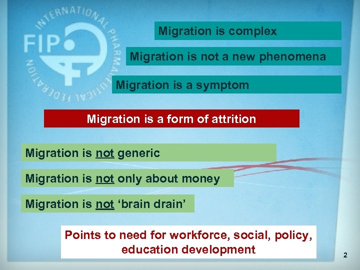 Migration is complex Migration is not a new phenomena Migration is a symptom Migration