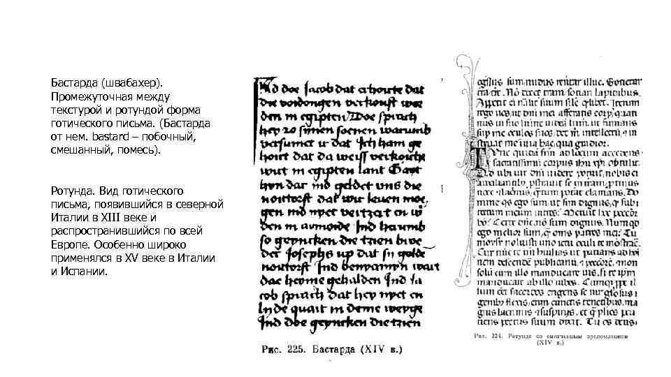 Бастарда (швабахер). Промежуточная между текстурой и ротундой форма готического письма. (Бастарда от нем. bastard
