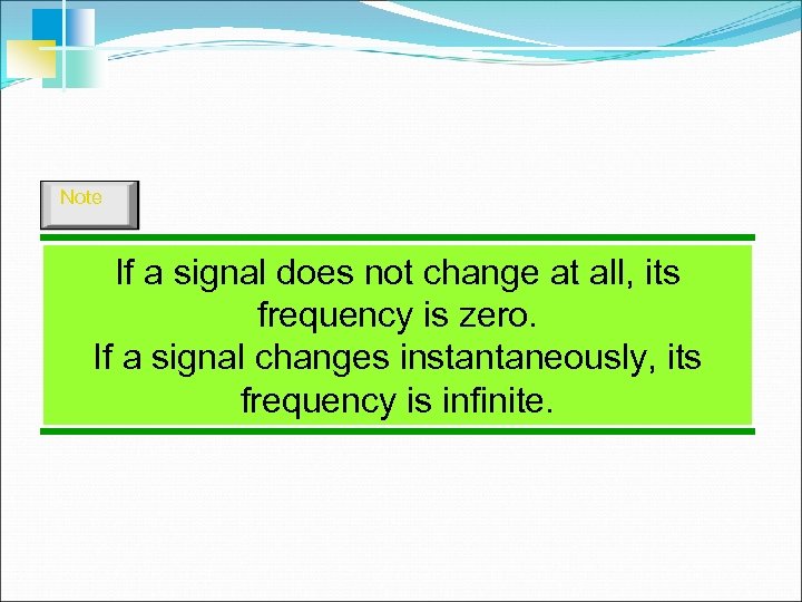 Note If a signal does not change at all, its frequency is zero. If