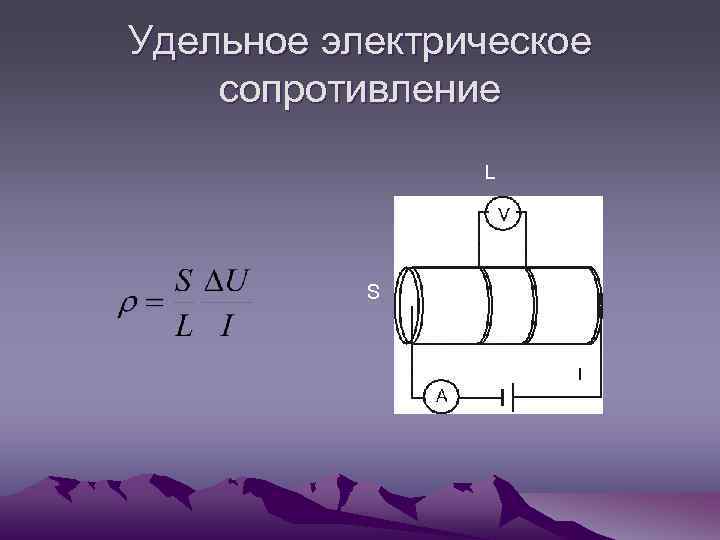 Удельное электрическое сопротивление L S 