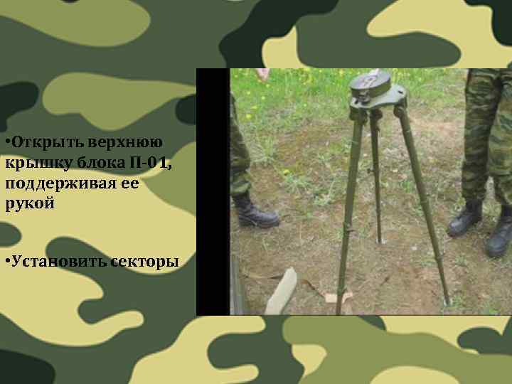  • Открыть верхнюю крышку блока П-01, поддерживая ее рукой • Установить секторы 