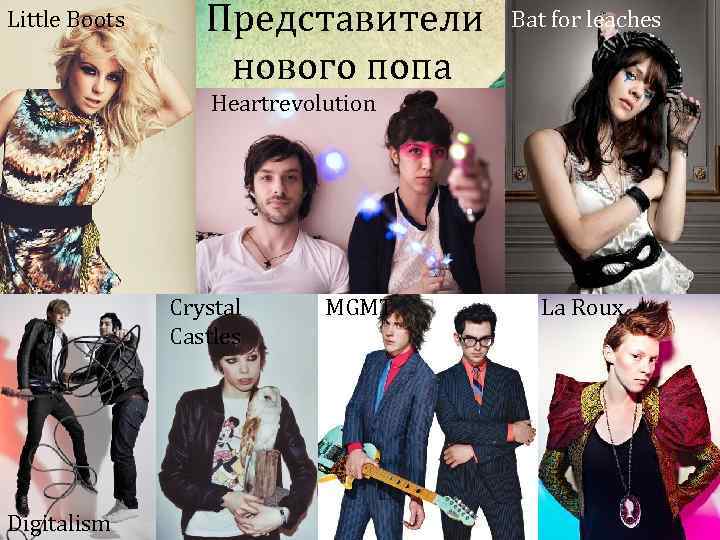 Little Boots Представители нового попа Bat for leaches Heartrevolution Crystal Castles Digitalism MGMT La