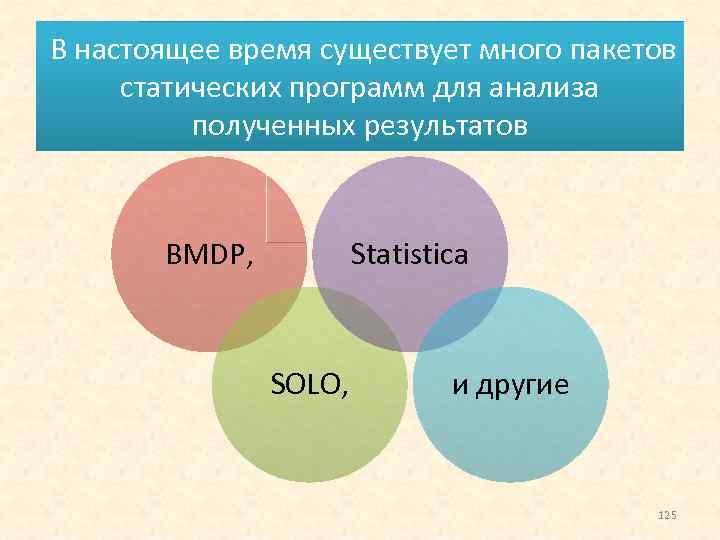  В настоящее время существует много пакетов статических программ для анализа полученных результатов BMDP,