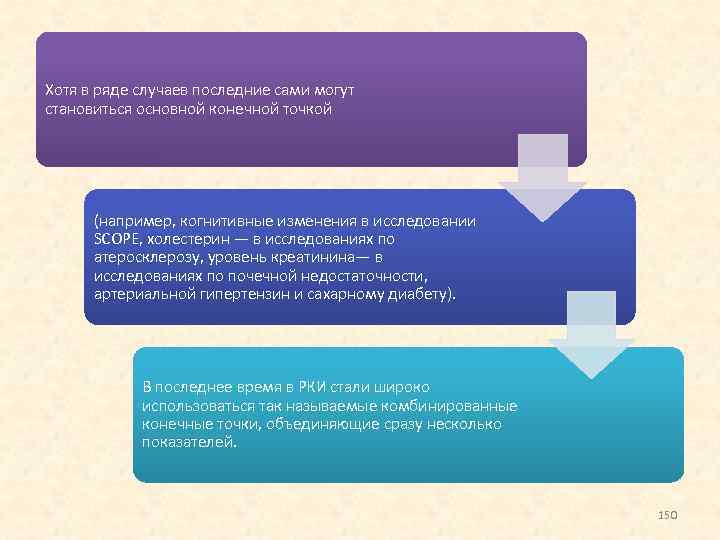 Хотя в ряде случаев последние сами могут становиться основной конечной точкой (например, когнитивные изменения