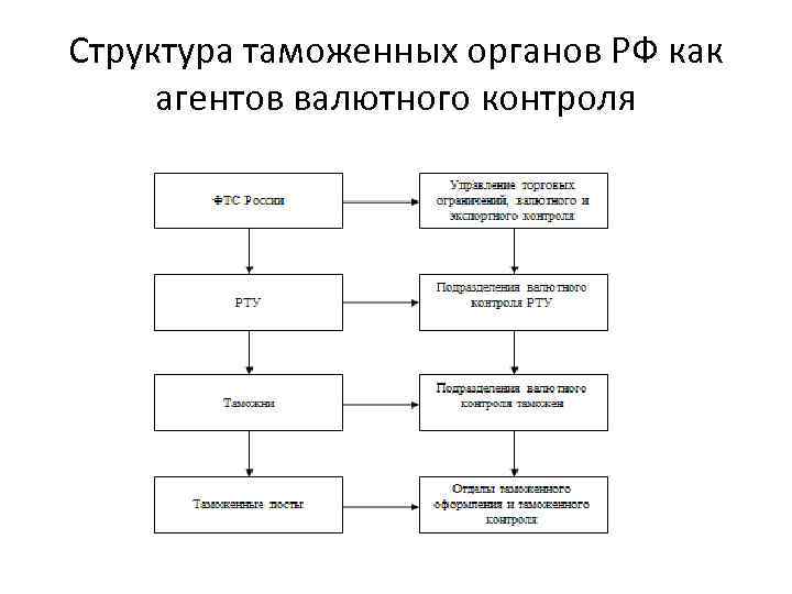 Схема организации валютного контроля осуществляемого таможенными органами