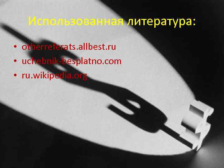 Использованная литература: • otherreferats. allbest. ru • uchebnik-besplatno. com • ru. wikipedia. org 