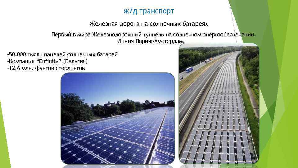 ж/д транспорт Железная дорога на солнечных батареях Первый в мире Железнодорожный туннель на солнечном