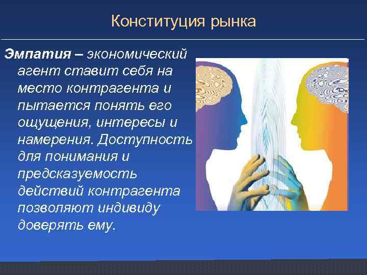 Конституция рынка Эмпатия – экономический агент ставит себя на место контрагента и пытается понять