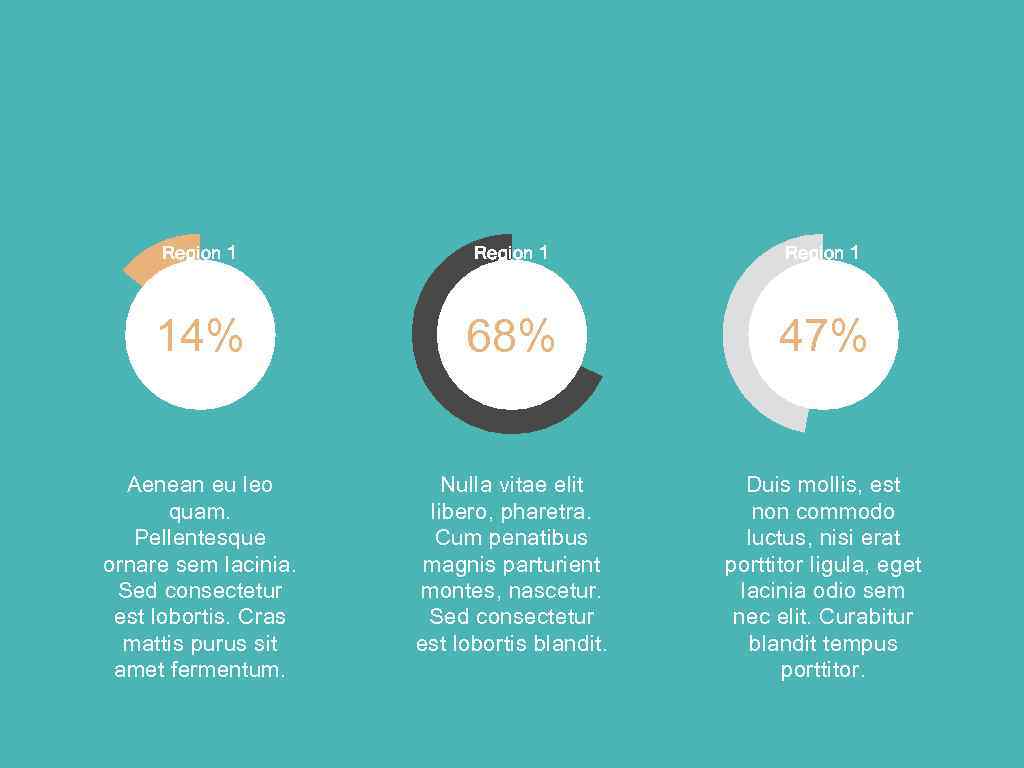 Region 1 14% 68% 47% Aenean eu leo quam. Pellentesque ornare sem lacinia. Sed