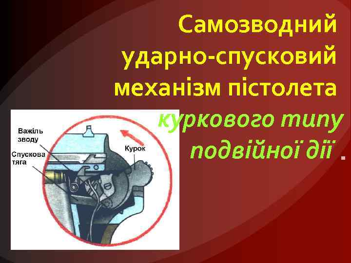 Самозводний ударно-спусковий механізм пістолета куркового типу подвійної дії 