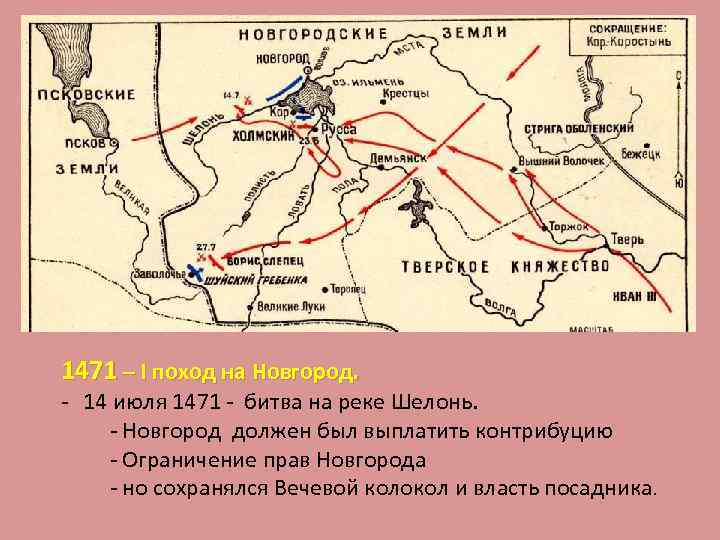 1471 – I поход на Новгород. - 14 июля 1471 - битва на реке