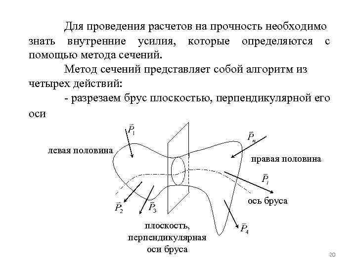 Для проведения расчетов на прочность необходимо знать внутренние усилия, которые определяются с помощью метода