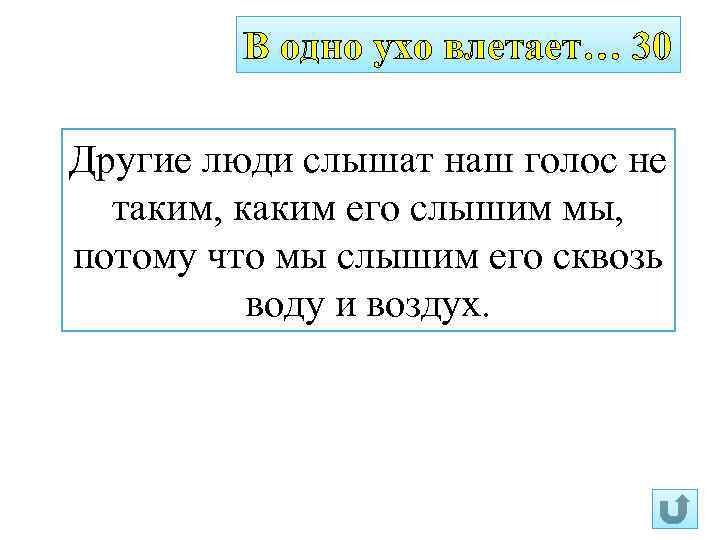 В одно ухо влетает… 30 Другие люди слышат наш голос не таким, каким его