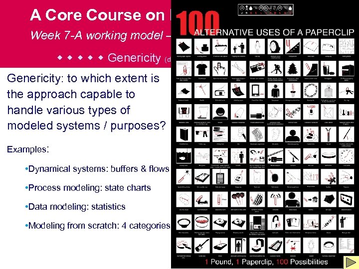 A Core Course on Modeling Week 7 -A working model – and then? Genericity