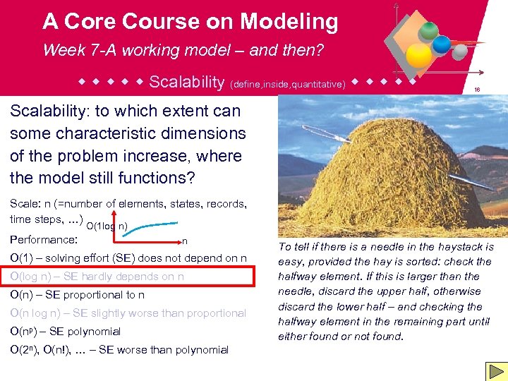 A Core Course on Modeling Week 7 -A working model – and then? Scalability