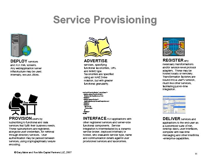 Service Provisioning DEPLOY services and XUI XML screens. Any web/application server infrastructure may be