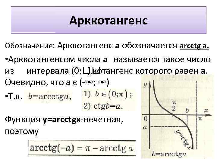 Арктангенс и арккотангенс презентация 10 класс