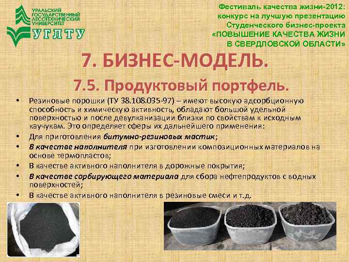 Фестиваль качества жизни-2012: конкурс на лучшую презентацию Студенческого бизнес-проекта «ПОВЫШЕНИЕ КАЧЕСТВА ЖИЗНИ В СВЕРДЛОВСКОЙ