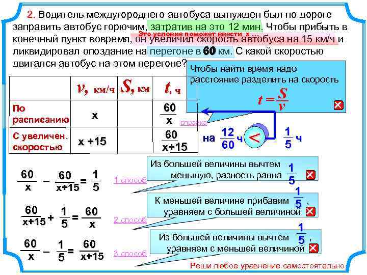 2. Водитель междугороднего автобуса вынужден был по дороге заправить автобус горючим, затратив на это