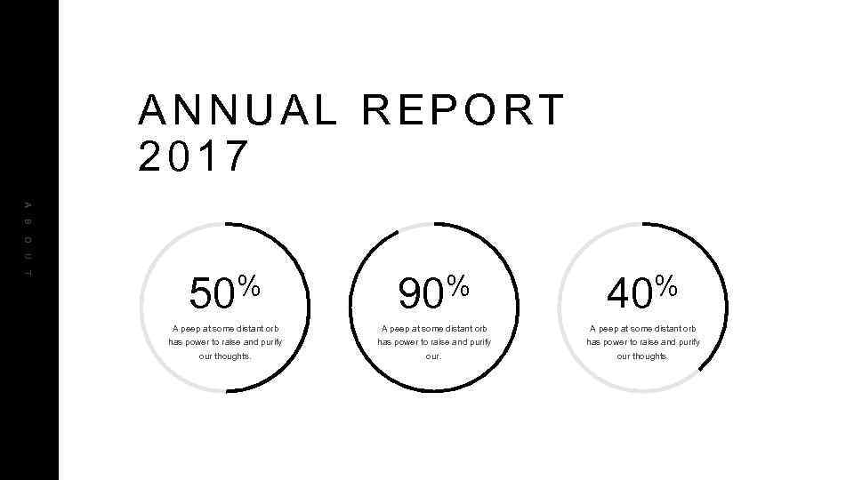 ANNUAL REPORT 2017 A B O U T % 50 % 90 % 40