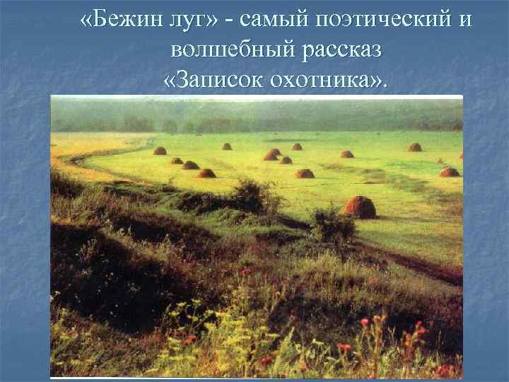  «Бежин луг» - самый поэтический и волшебный рассказ «Записок охотника» . 