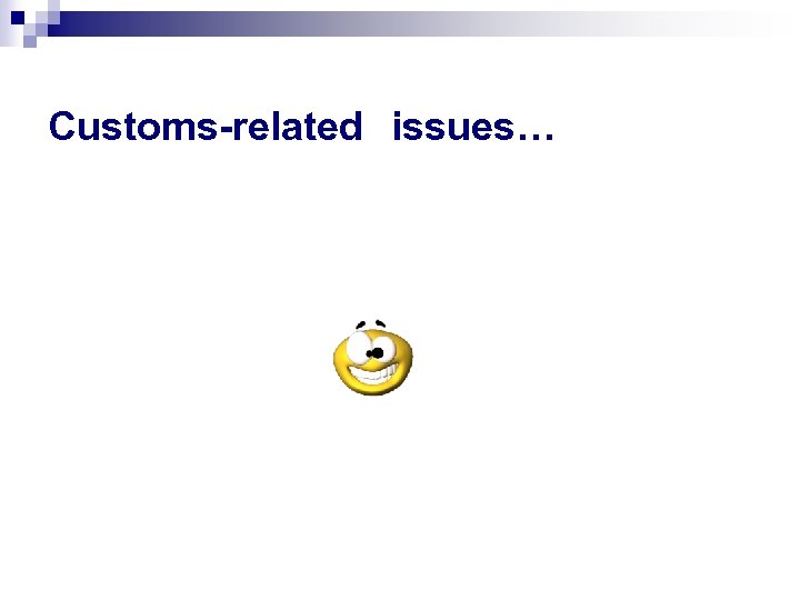 Customs-related issues… 