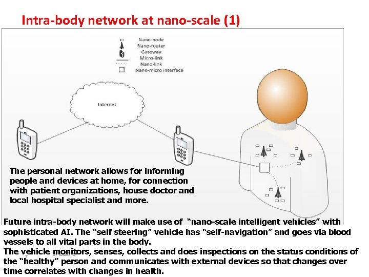 Intra-body network at nano-scale (1) The personal network allows for informing people and devices