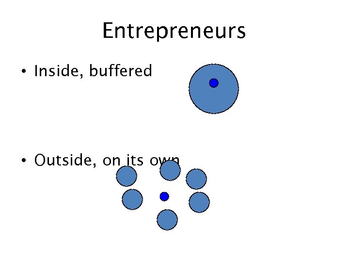 Entrepreneurs • Inside, buffered • Outside, on its own 