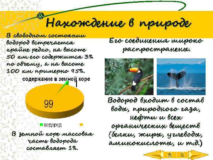 Нахождение в природе В свободном состоянии водород встречается крайне редко, на высоте 50 км