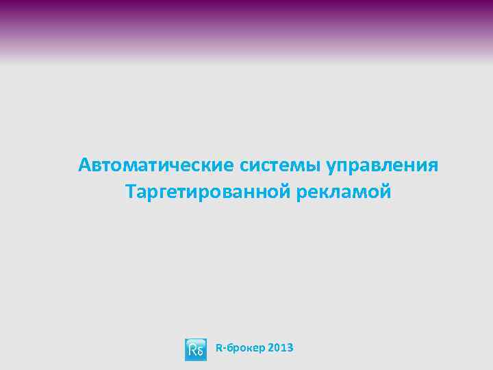 Автоматические системы управления Таргетированной рекламой R-брокер 2013 