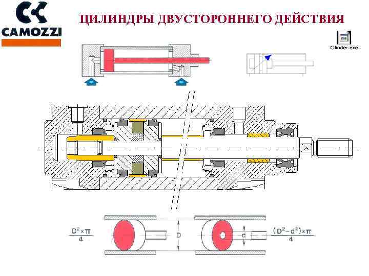 Пневмоцилиндр двухстороннего действия чертеж