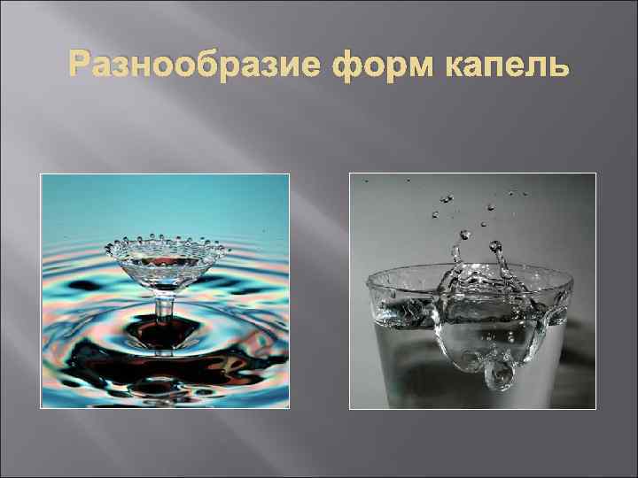 Разнообразие форм капель 