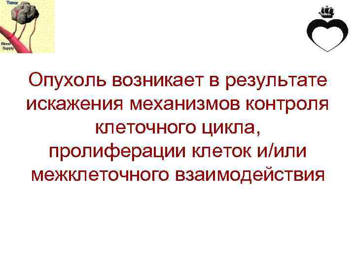 Опухоль возникает в результате искажения механизмов контроля клеточного цикла, пролиферации клеток и/или межклеточного взаимодействия