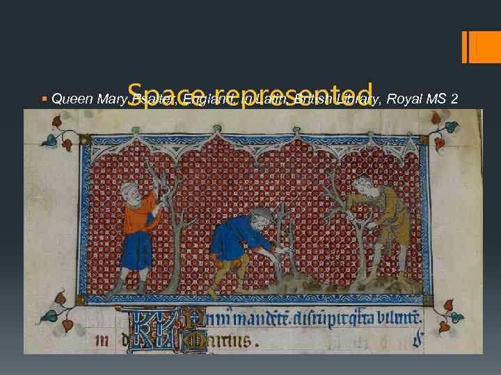 Space represented conventionally § Queen Mary Psalter, England, in Latin, British Library, Royal MS