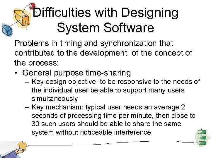 Difficulties with Designing System Software Problems in timing and synchronization that contributed to the