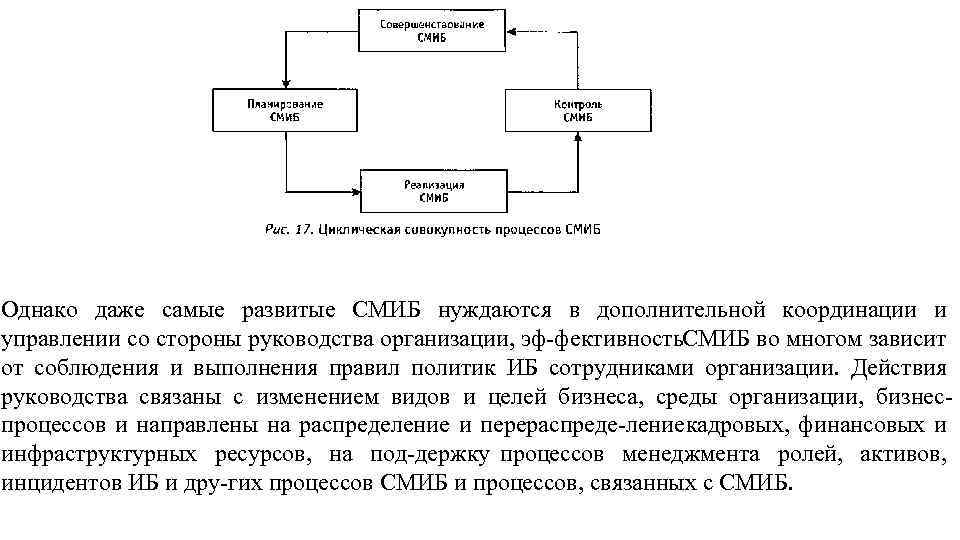 Однако даже самые развитые СМИБ нуждаются в дополнительной координации и управлении со стороны руководства