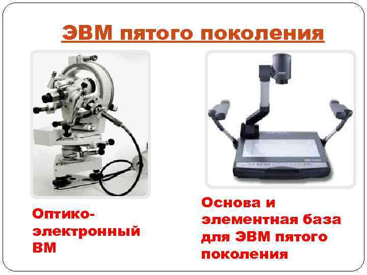 ЭВМ пятого поколения Оптикоэлектронный ВМ Основа и элементная база для ЭВМ пятого поколения 