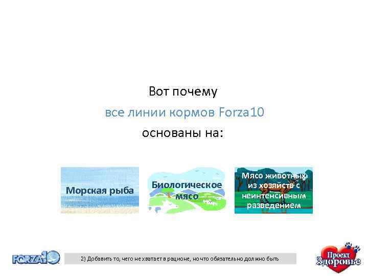 Вот почему все линии кормов Forza 10 основаны на: Морская рыба Биологическое мясо Мясо