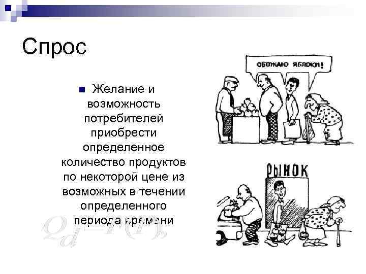 Спрос Желание и возможность потребителей приобрести определенное количество продуктов по некоторой цене из возможных