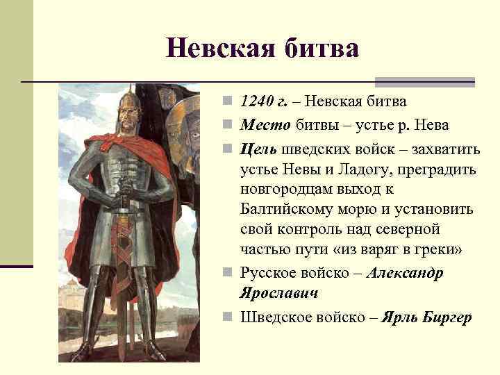 Победа над шведскими захватчиками презентация 4 класс 21 век