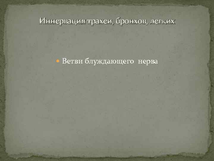 Иннервация трахеи, бронхов, легких Ветви блуждающего нерва 